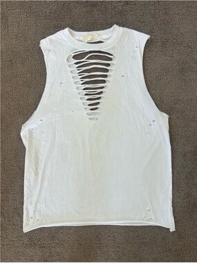 Gilded Intent Cutout Distressed Choker Tank Top Size M
